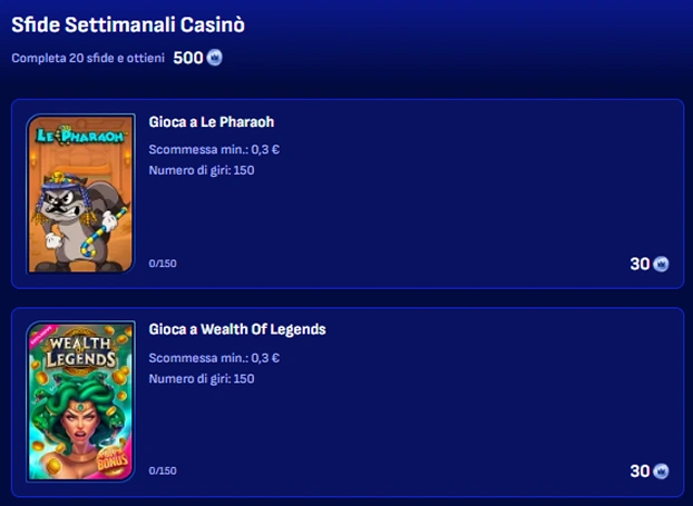 Wonaco Casino sfide